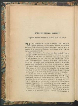 Sobre Próspero Merimée : Algunos apuntes acerca de su vida y de sus obras