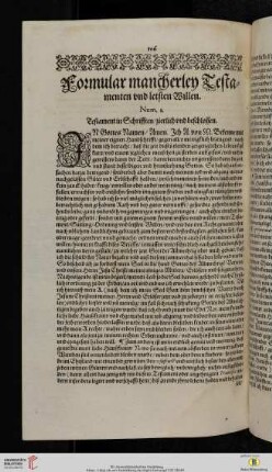 Formular mancherley Testamenten und letzten Willen