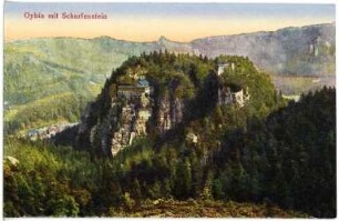 Oybin. Berg Oybin mit Scharfenstein