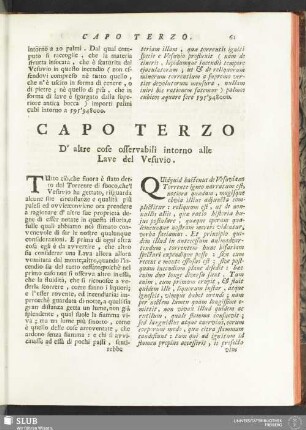 Capo Terzo. D' altre cose osservabili intorno alle Lave del Vesuvio