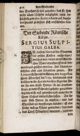 Der Siebende Römische Käiser. Sergius Sulpitius Galba.
