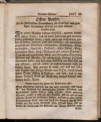 Offene Beichte,[...] - Dank-Gebet nach der Erndte.