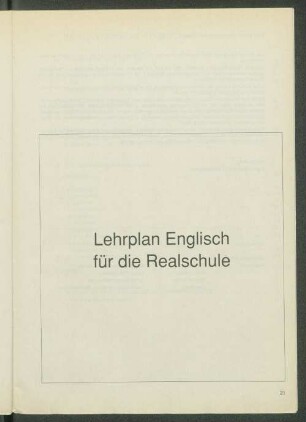 Lehrplan Englisch für die Realschule