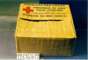 Lebensmittelpaket (leer) des Amerikanischen Roten Kreuzes für Kriegsgefangene