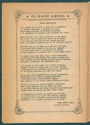El ombú aquel : Estilo sentimental