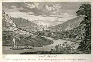 Neckar=Gemünd. Der Neckerfluß, in der Ferne der Dilsberg, von der Abendseite aufgenommen
