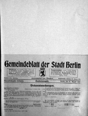 Sonderausgabe, 31. August 1923