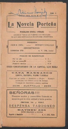 1922000106: El viajero de "La Cruz del Sur" : novela inédita