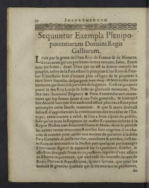 Sequuntur Exempla Plenipopotentiarum Domini Regis Galliarum.