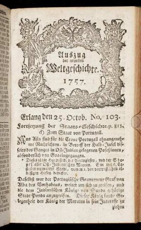 No. 103. Erlang den 25. Octob. 1757.