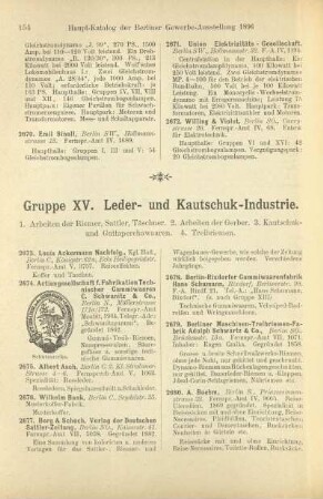Gruppe XV. Leder- und Kautschuk-Industrie