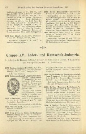 Gruppe XV. Leder- und Kautschuk-Industrie
