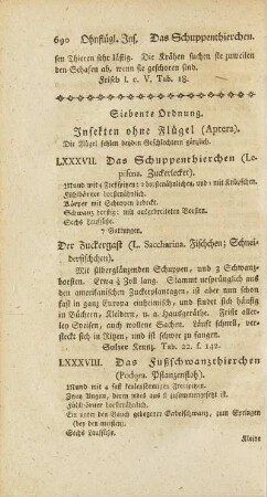 Siebente Ordnung. Insekten ohne Flügel