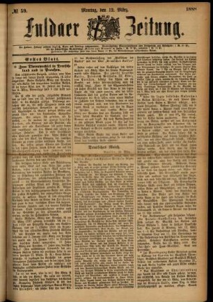 Erste Ausgabe vom Montag, den 12. März 1888.