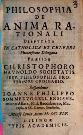 Philosophia De Anima Rationali