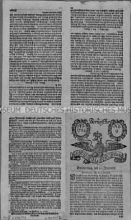 Berlinische Privilegirte Zeitung, Nº 9; Berlin, 20. Jan. 1724