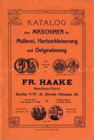 KATALOG über MASCHINEN für Müllerei, Hartzerkleinerung und Oelgewinnung