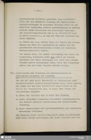 VII. Anreicherung und Verarmung von Spurenelementen in Steinkohlen gegenüber der Umgebung