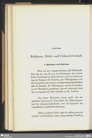 a. Egoismus und Reklame
