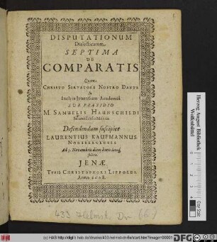Disputationum Dialecticarum Septima De Comparatis