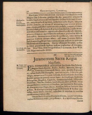 IV. Iuramnetum Sacrae Regiae Maiestatis.