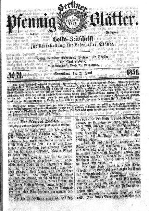 No. 71, Sonnabend,den 21. Juni