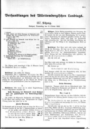 157. Sitzung, Stuttgart, 12.10.1922