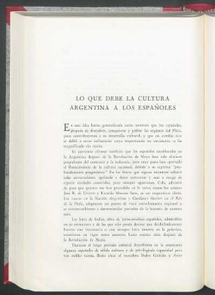 Lo que debe la cultura argentina a los españoles