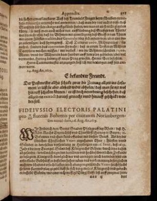 371-394, Fideiussio Electoris Palatini [...] An. 1619. - Litterae Electoris Saxoniae [...] An. 1622 [...].