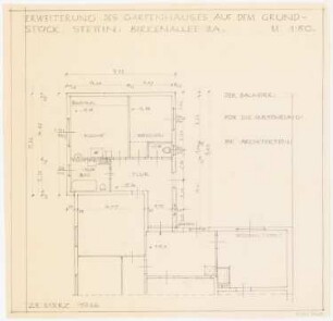 Wohnhaus H.C. Fischer, Stettin: Entwurf Grundriss 1:50