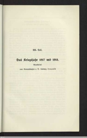 III. Teil - Das Kriegsjahr 1917 und 1918