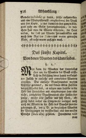 Das fünfte Kapitel. Von denen Wunden des Unterleibes.