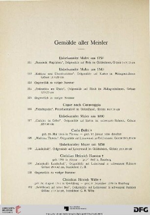 Gemälde alter Meister (Nr. 121-157)