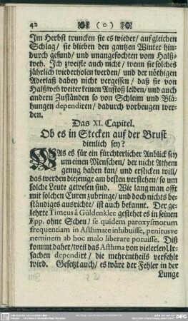 Das XI. Capitel. Ob es in Stecken auf der Brust dienlich sey?