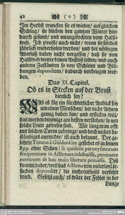 Das XI. Capitel. Ob es in Stecken auf der Brust dienlich sey?