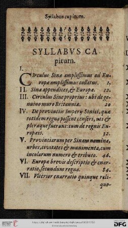 Syllabus Capitum
