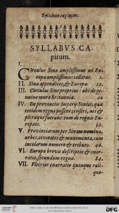 Syllabus Capitum