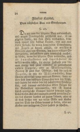 Fünftes Kapitel. Vom nützlichen Bau mit Strohpatzen.