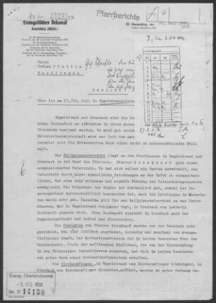 Engelsbrand-Grunbach: Visitationsbericht mit Pfarrbericht 1959