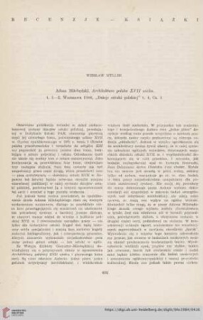 [Rezension von: Adam Miłobędzki, Architektura polska XVII wieku]