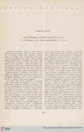 [Rezension von: Adam Miłobędzki, Architektura polska XVII wieku]