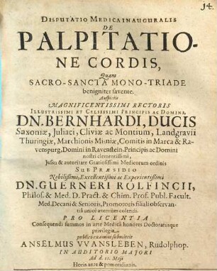 Disputatio Medica Inauguralis De Palpitatione Cordis