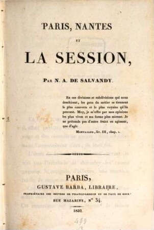 Paris, Nantes et la session