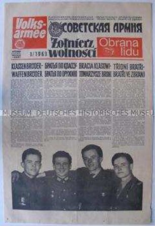 Mehrsprachige Manöverausgabe der Wochenzeitung der NVA "Volksarmee"
