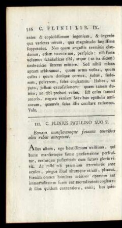 III. C. Plinius Paullino Suo S.