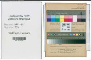 Entnazifizierung Hermann Froitzheim , geb. 12.02.1891 (Kaufmann)