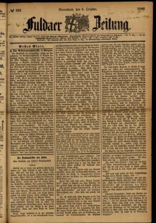 Ausgabe vom Samstag, den 09. Oktober 1886.