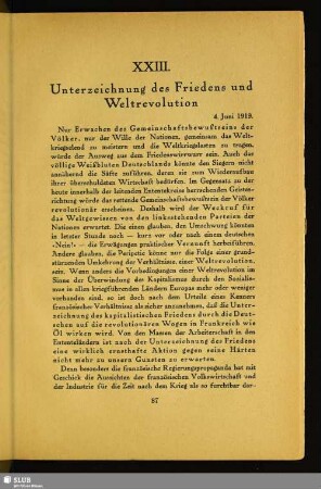 XXIII. Unterzeichnung des Friedens und Weltrevolution