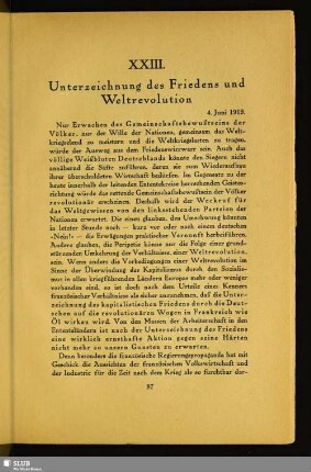 XXIII. Unterzeichnung des Friedens und Weltrevolution
