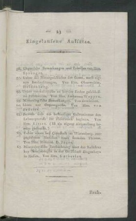 Eingelaufene Aufsätze